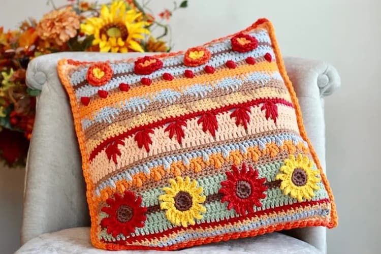 Autumn Rhapsody Stitch Sampler Pillow