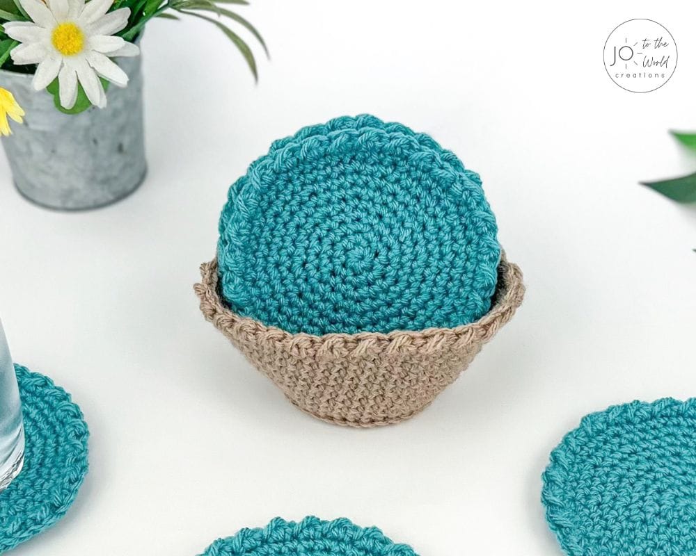 Crochet Coaster Set with Holder