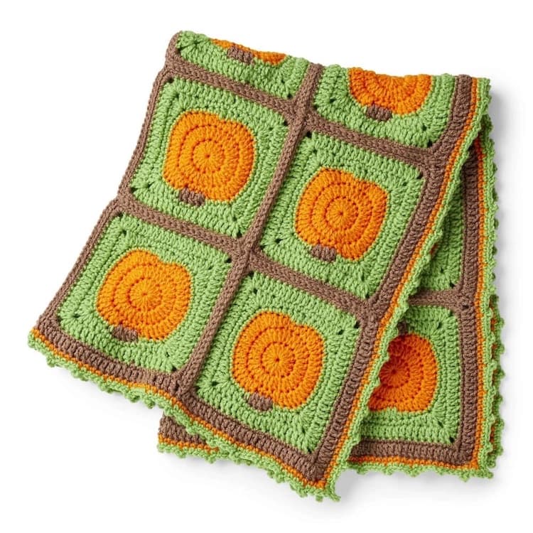 Red Heart Crochet Pumpkin Patch Blanket Pattern