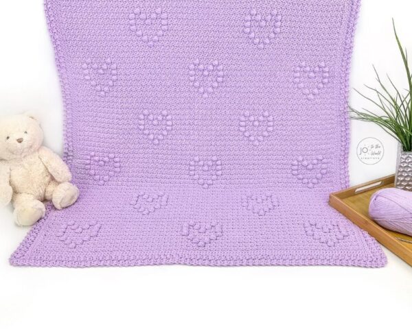 Bobbled Hearts Baby Blanket Crochet Pattern