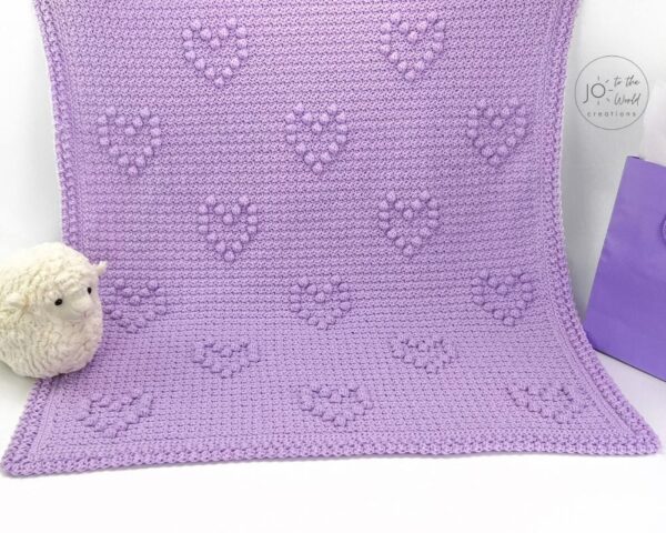 Bobbled Hearts Baby Blanket Crochet Pattern