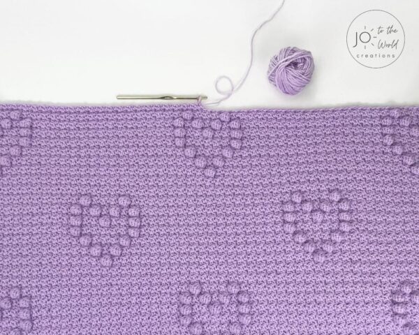 Bobbled Hearts Blanket Work in Progress