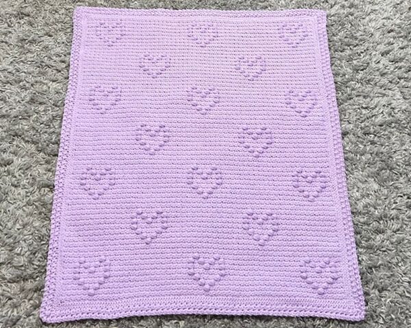 Bobbled Hearts Baby Blanket Crochet Pattern