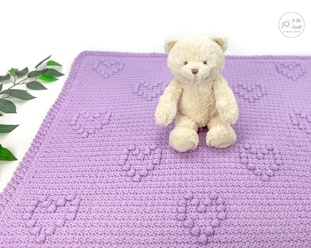 Bobbles Hearts Baby Blanket Crochet Pattern
