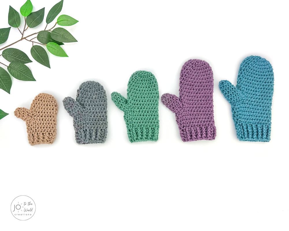 Crochet Mitten Pattern All Sizes