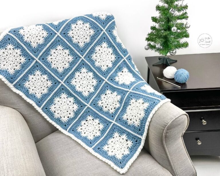 Snowflake Granny Square Blanket Crochet Pattern