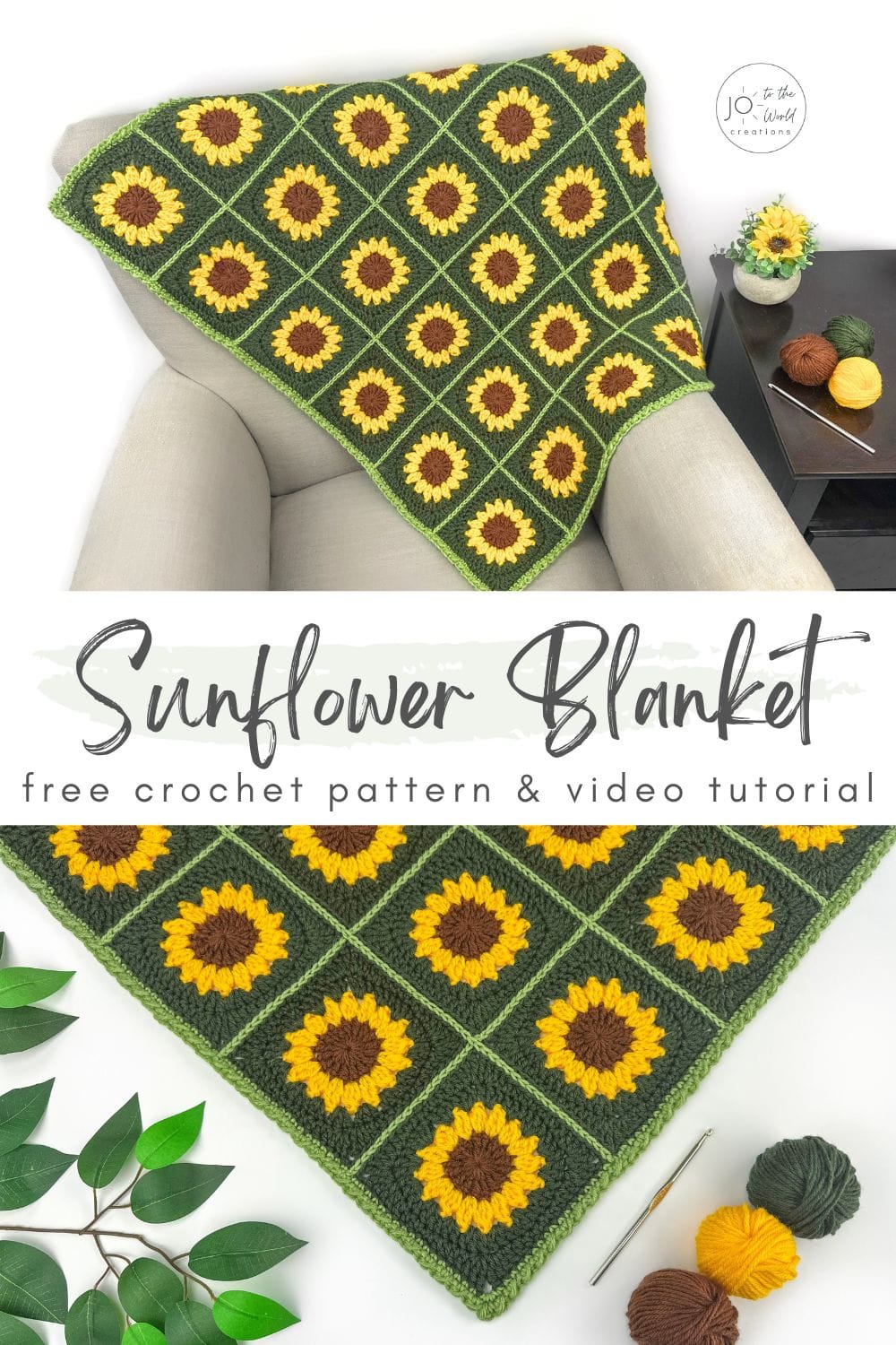 Sunflower Granny Square Blanket Free Crochet Pattern