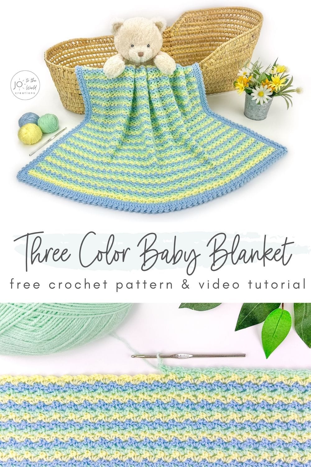 Three Color Baby Blanket Free Crochet Pattern