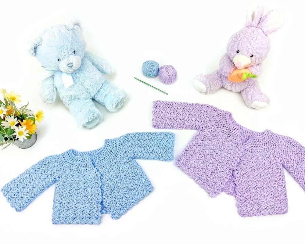 Baby Cardigan with Size 3 (DK) Yarn Crochet Pattern
