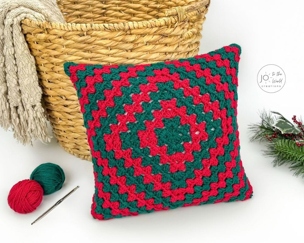 Granny Square Christmas Pillow Crochet Pattern