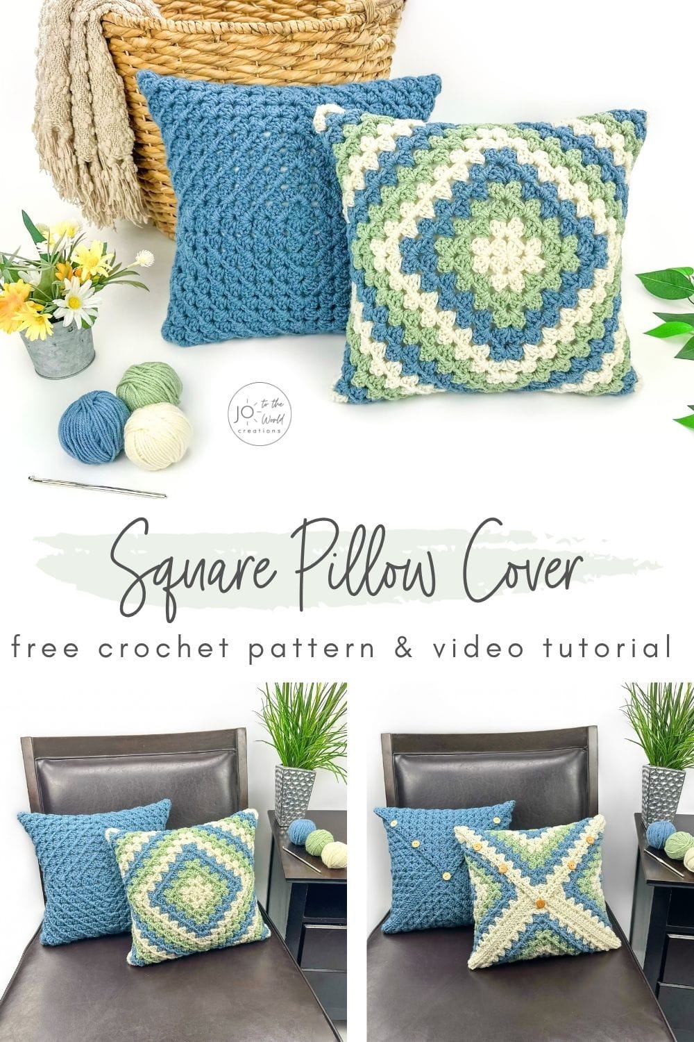 Granny Square Pillow Crochet Pattern Free